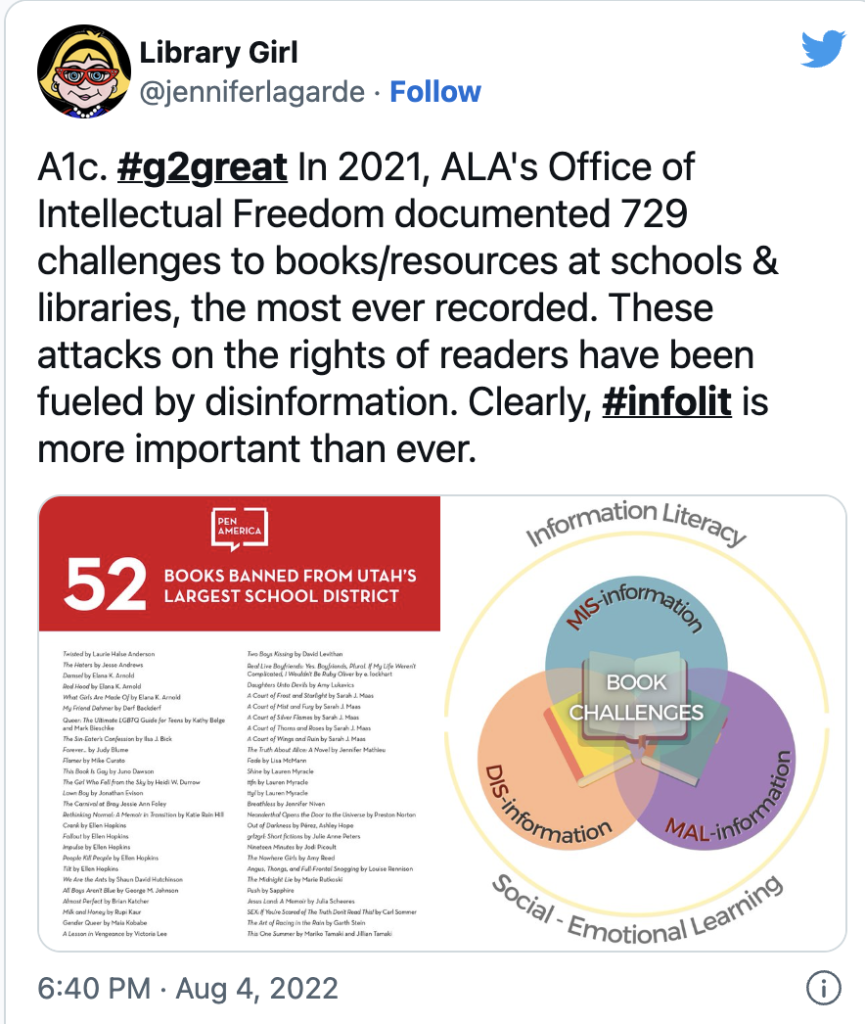 Chat response highlighting books banned based off misinformation. 